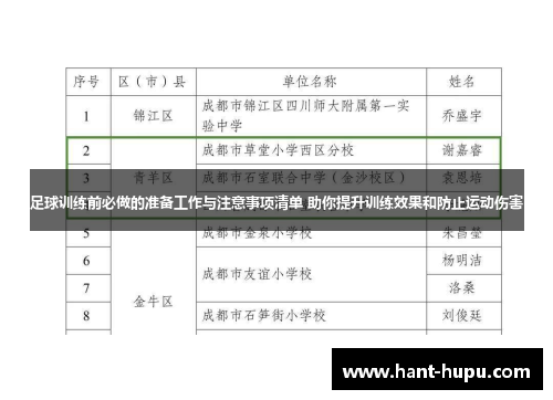足球训练前必做的准备工作与注意事项清单 助你提升训练效果和防止运动伤害